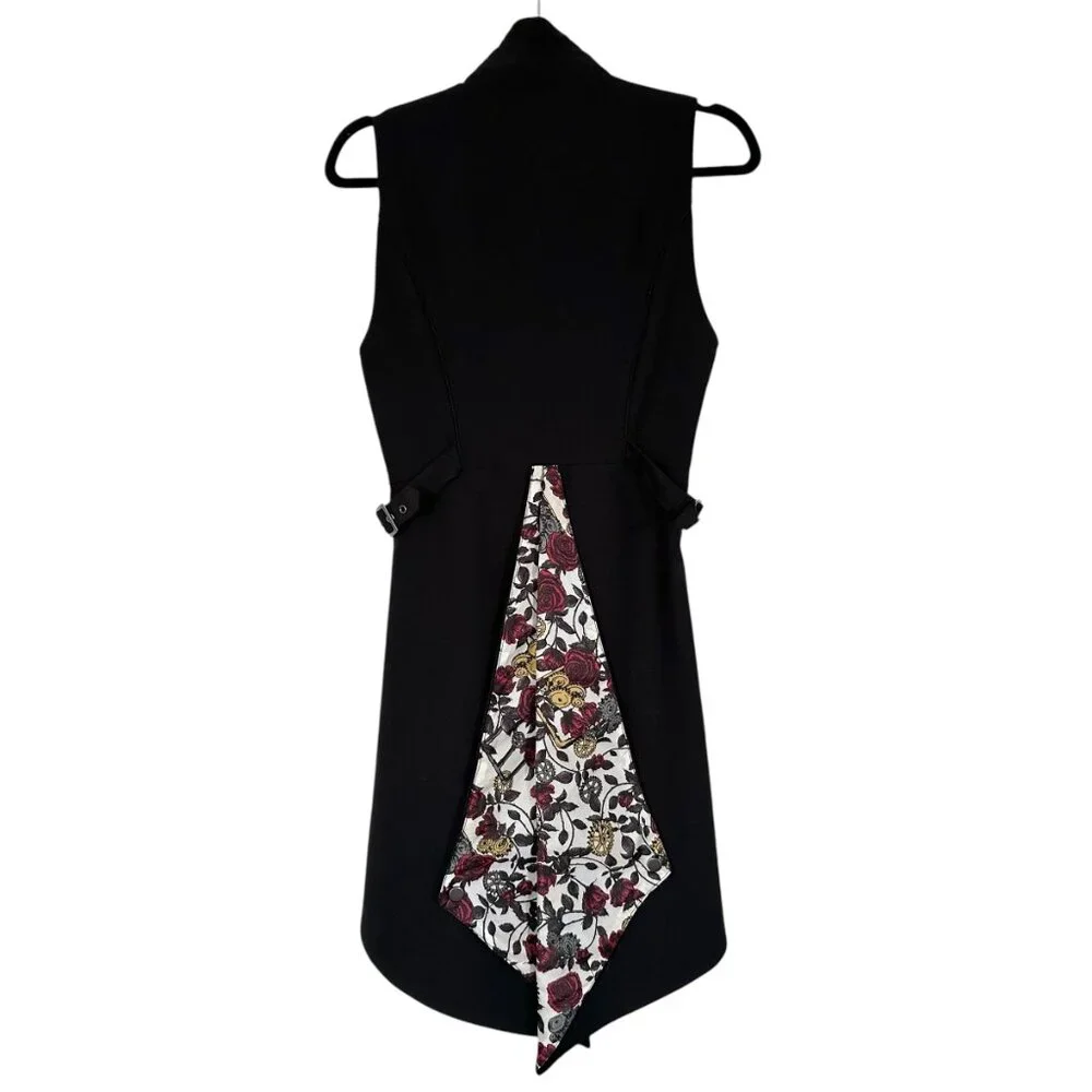 Hot Topic Steampunk Goth Roses Gears Snap Front Split Back Long Vest Small - Picture 8 of 10